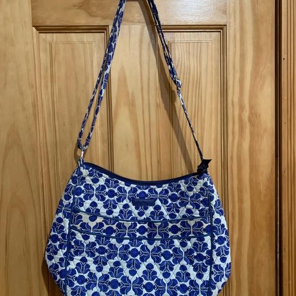 Vera Bradley Cobalt Tile Blue & White Handbag Shoulder Bag Adjustable Strap 11X8 - Picture 2 of 6